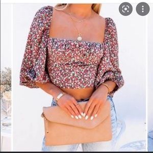 Unworn floral bustier crop top